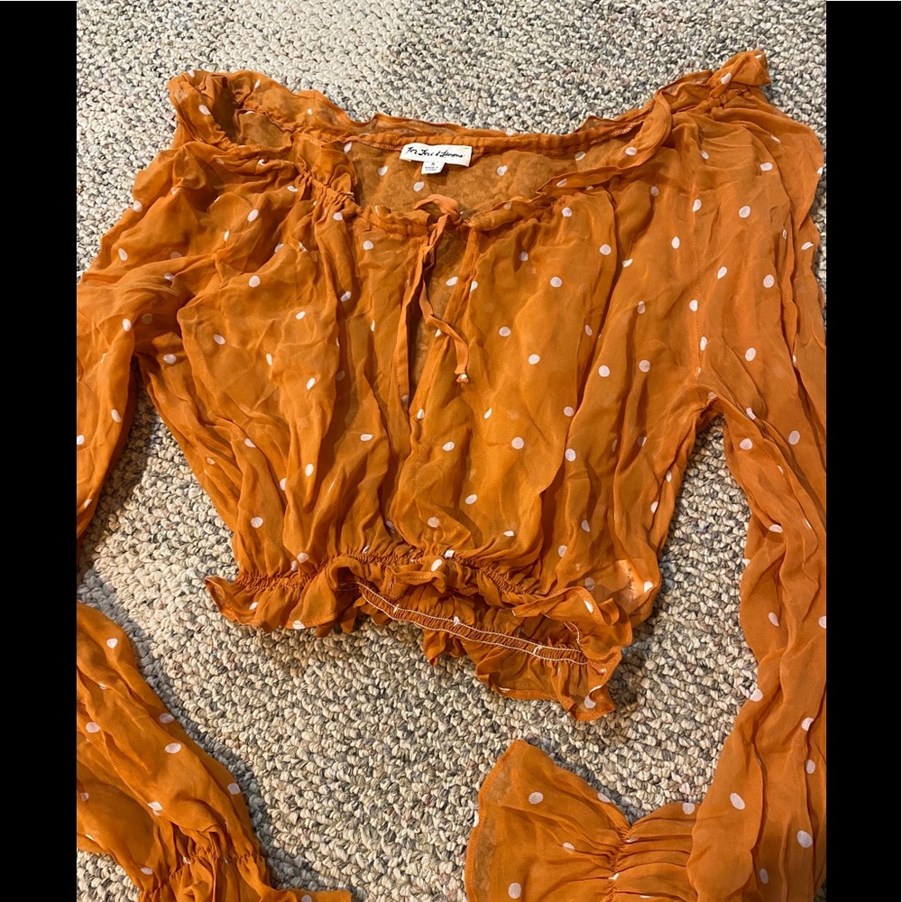 For love & lemons orange poke dot blouse Small